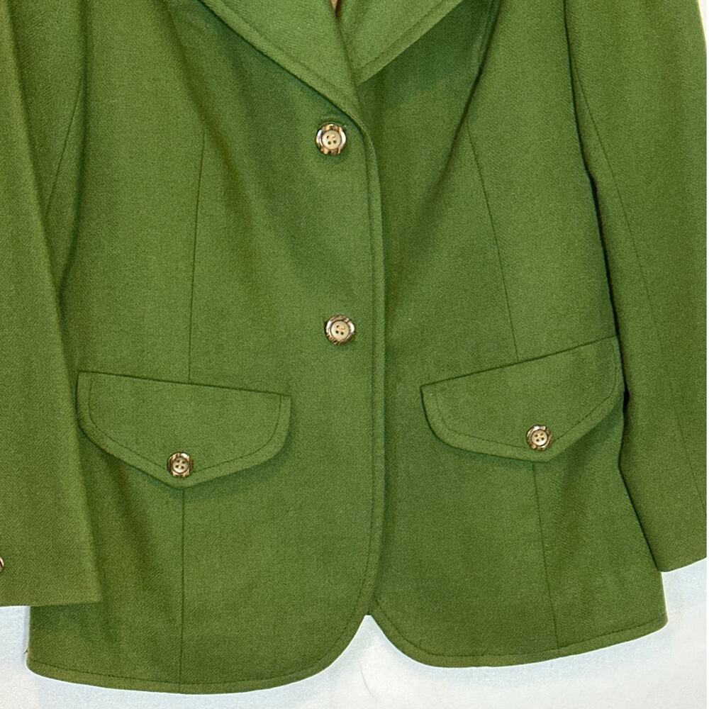 Vintage Pendleton Women’s 2-Button Virgin Wool Blazer Green Made in USA Sz 12 - Picture 3 of 15